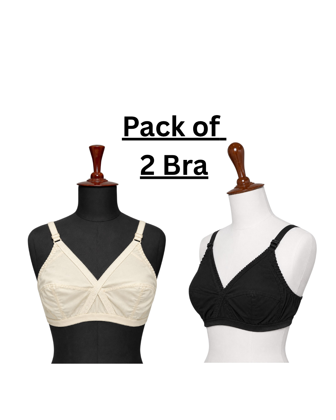 Pack of 2 - Gift Cotton Wireless Comfort Bra – Soft Non-Padded Everyday Bra