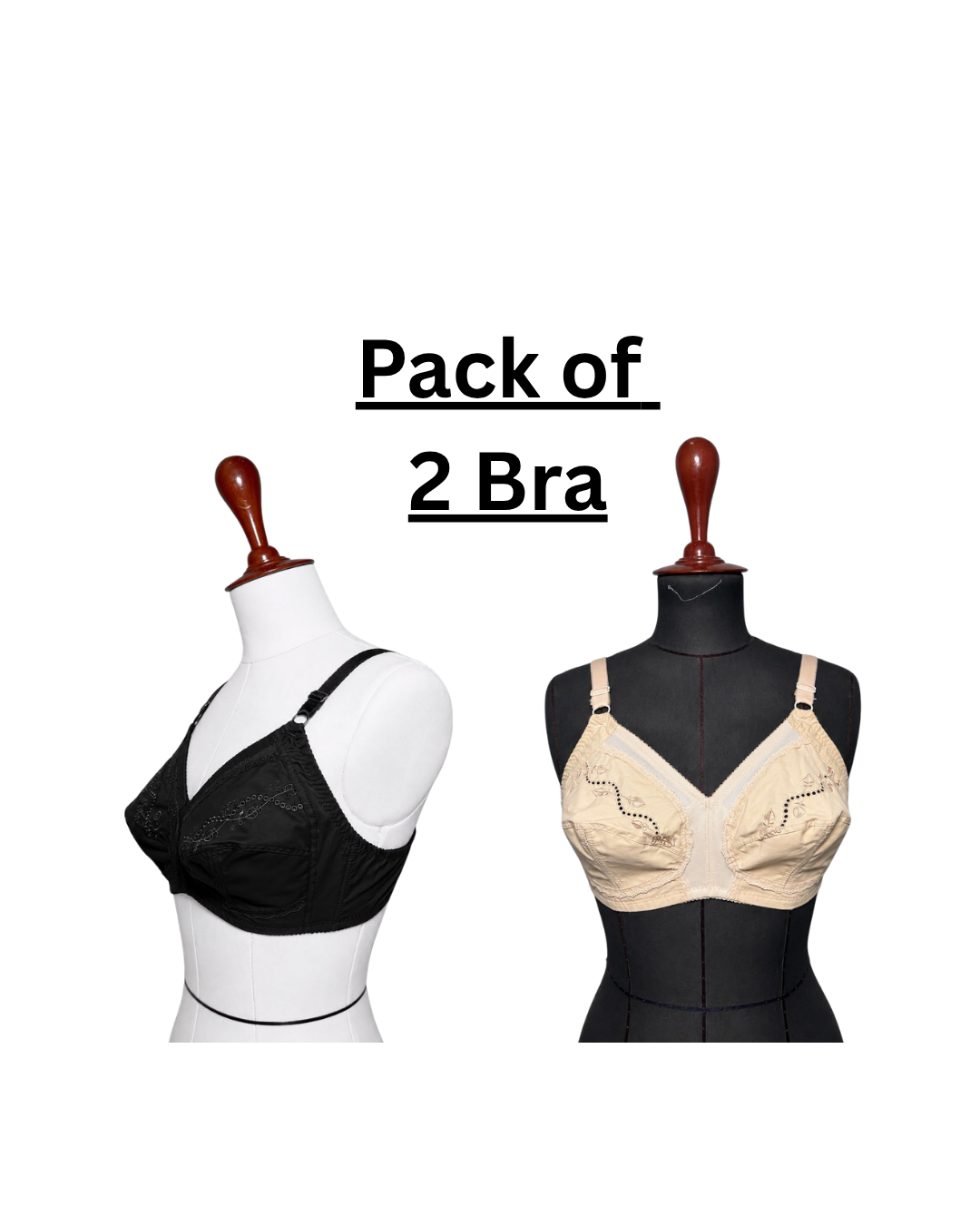Pack of 2 - 888 Deluxe Wireless Comfort Bra – Soft Non-Padded Everyday Bra