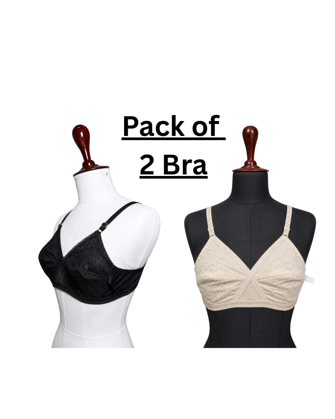 Pack of 2 - Delux Jali Women's Soft Cotton | Non-Padded Everyday Comfort Bra