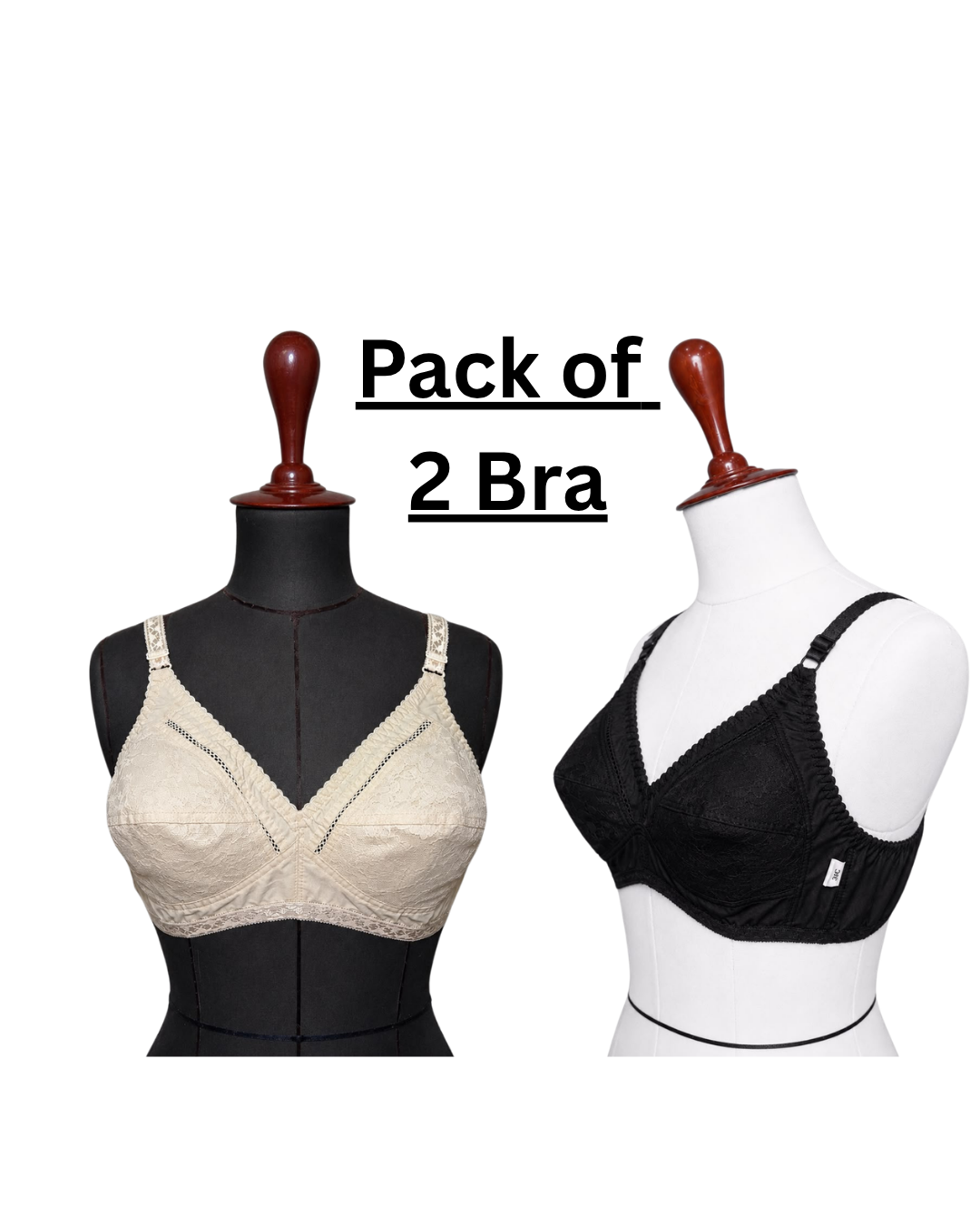 Pack of 2 - Amorina Classic Wireless Comfort Bra – Soft Non-Padded Everyday Bra