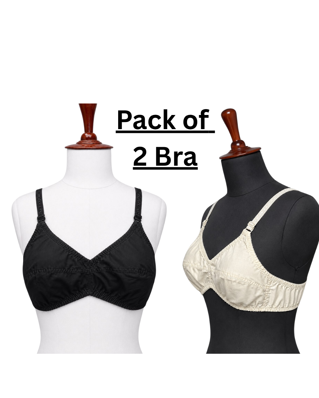 Pack of 2 - Gift Cotton Wireless Comfort Bra – Soft Non-Padded Everyday Bra