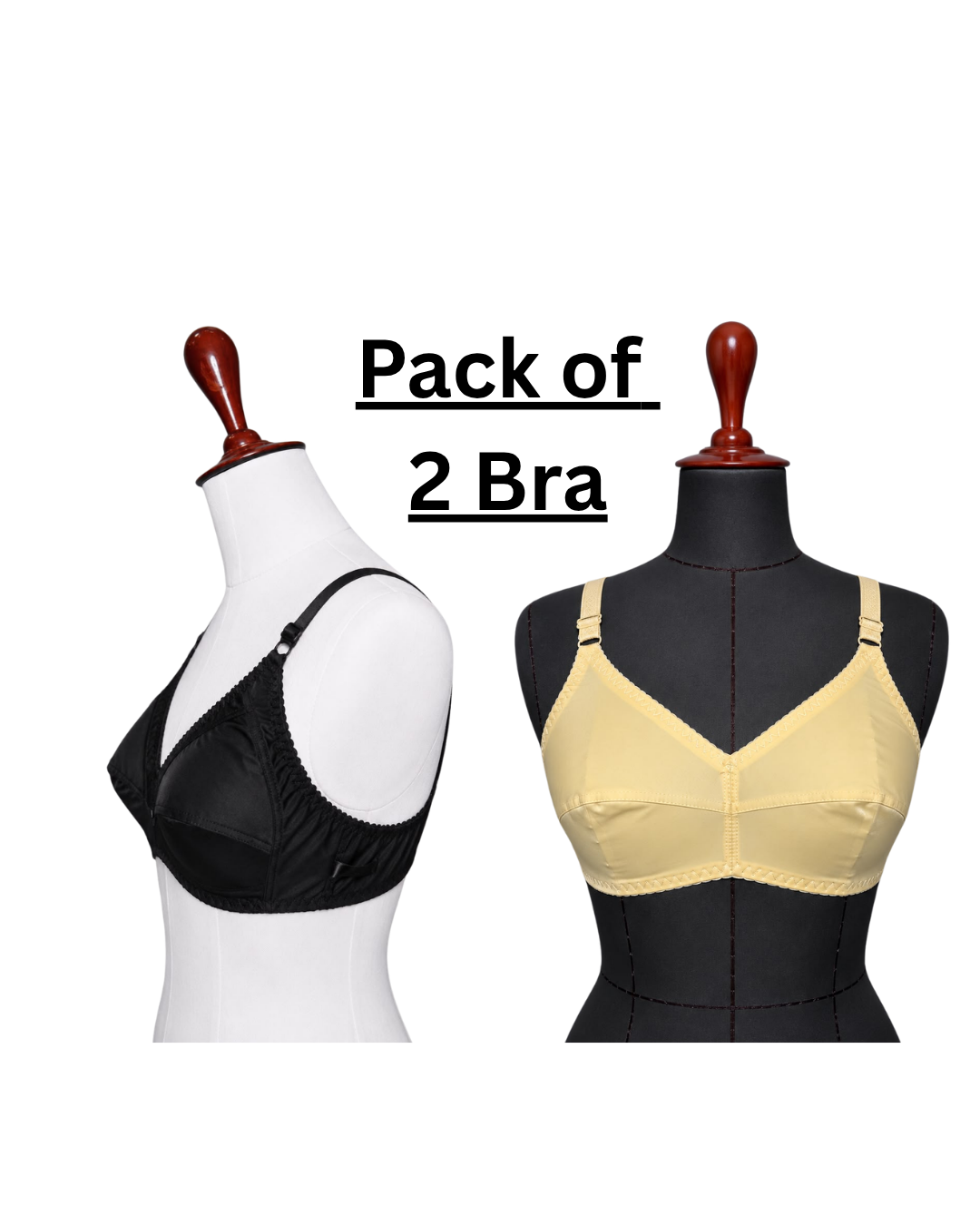 Pack of 2 - Deluxe Jersey Wireless Comfort Bra – Soft Non-Padded Everyday Bra